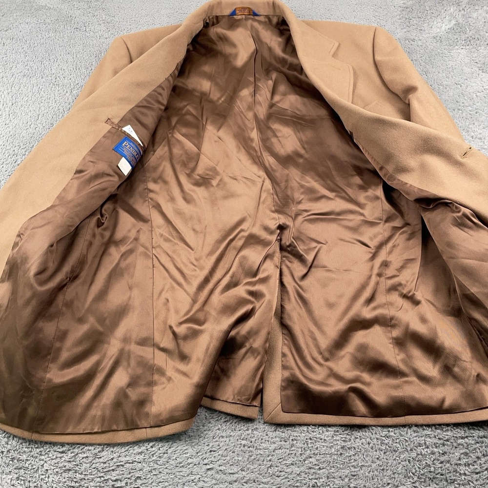 Pendleton Blazer Mens 44 Long Camel Brown Wool Sport Coat Jacket Gold Buttons - Picture 2 of 13